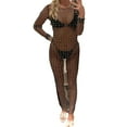 thumbnail image 4 of Sexy Women's Sheer Mesh Pearl Rhinestone Cover Up Dress Beach Swimwear Bikini Bathing Suit Coverups, 4 of 7