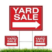NEXT LEVEL SIGNS | Yard Sale Yard Signs | Double Sided 24 W x 18 H Inches | Metal Ground Step H-Stake 24" x 10" |Made in the USA (Pack of 5)