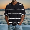 thumbnail image 2 of Telankuip Summer Mens Striped T-Shirts Loose Fit V-Neck Raglan Sleeved Waffle Casual Tees 2026 Fashion Beach Vacation Short Sleeve Tops Soft Breathable for Everyday Wear 1-Black XL, 2 of 4
