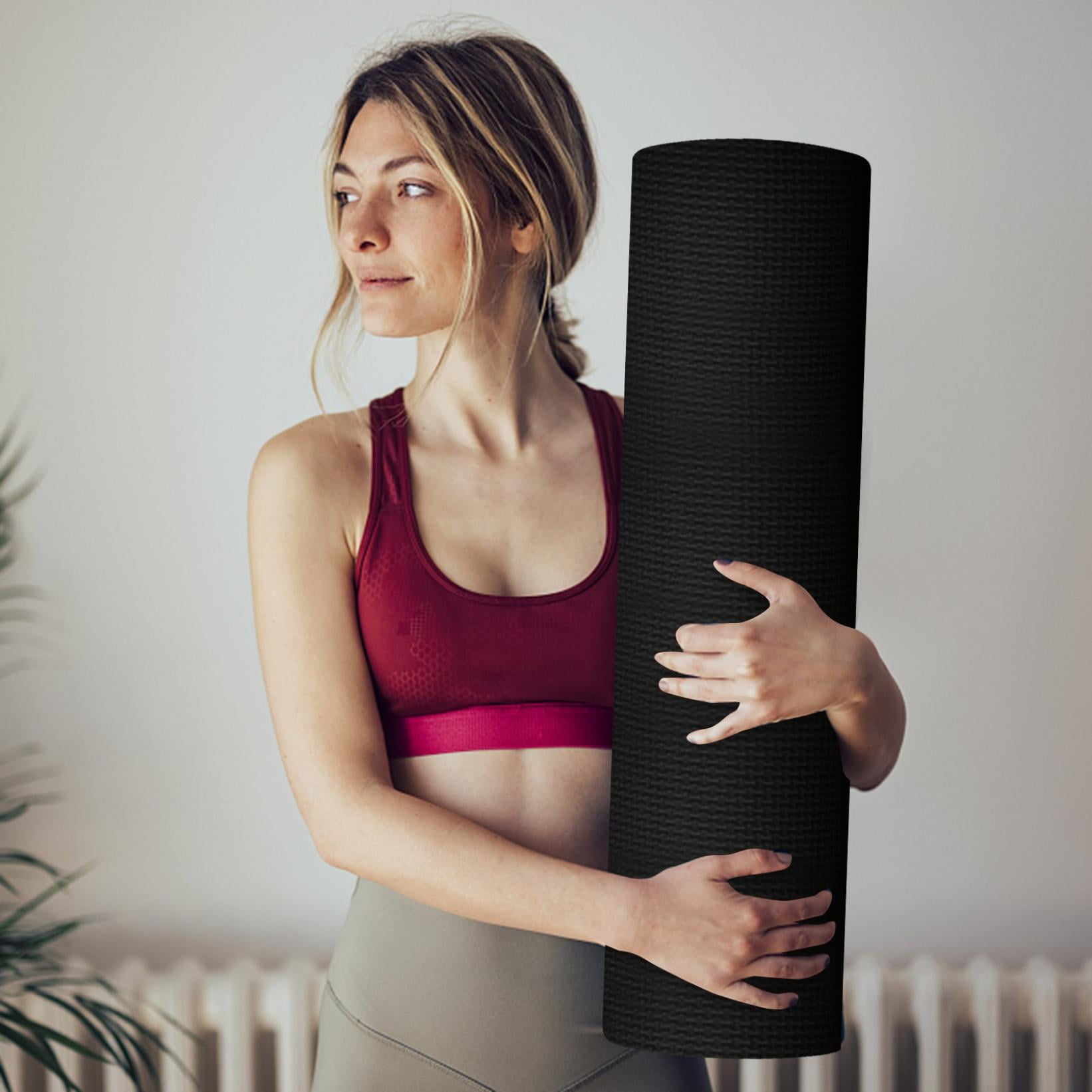 DGQPLPD Yoga Mat, 1/2-Inch Extra Thick High Density Exercise Mat, Anti-Tear Exercise Yoga Mat with Carrying Strap, Suitable for Various Yoga Exercises
