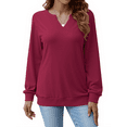 thumbnail image 2 of Fantaslook V Neck Sweatshirts for Women Pullover Long Sleeve Shirts Tunic Fall Tops Casual Lightweight Sweatshirts, 2 of 9