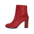 thumbnail image 6 of BLISSFUL STEP Women's Elegant Round Toe Block Heel Ankle Booties Red 9, 6 of 8