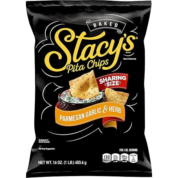 Stacy's Parmesan Garlic & Herb Flavored Sharing Size Pita Chips, 16 Ounce ( Pack of 2 )
