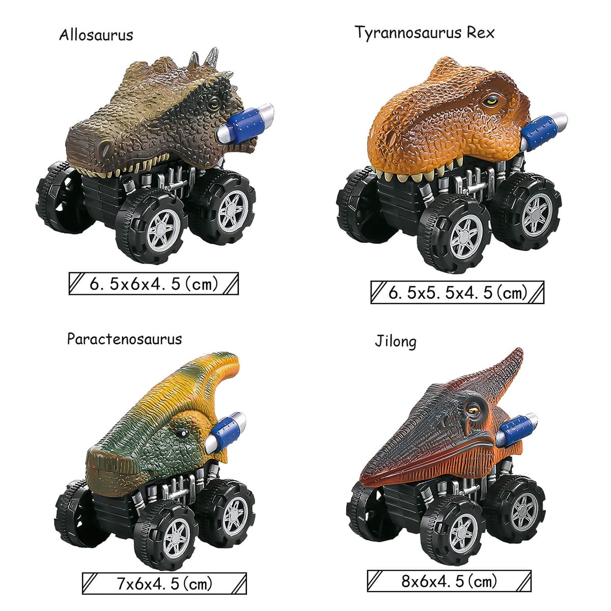 Dinosaur Toy Pull Back Car, 4 Pack Dino Toys for 3 Years Old Boys and