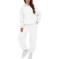 thumbnail image 4 of Women's sweatshirt with dropped shoulders and casual , versatile cropped pants, and a home suit, 4 of 21