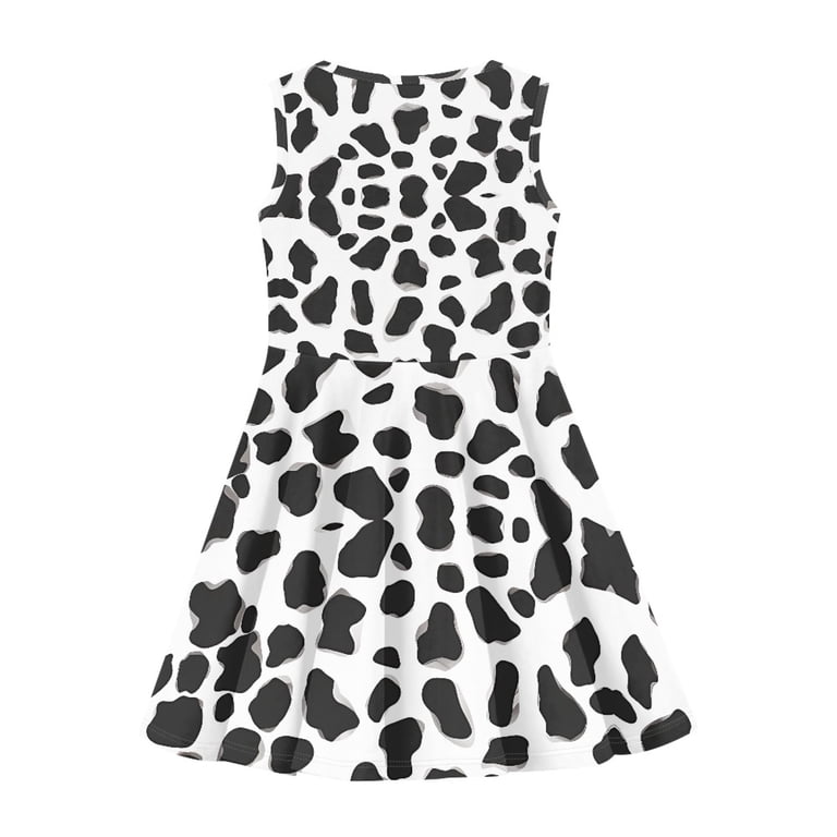 cow print skater dress Yuyamidu Highland Cow Sleeveless Sundress Cow Print Knee Length Skater  Dresses for Kids Girl 5-6 Years Old Sunflower A Line Midi Sundress Lovely  Crewneck Swing Dress