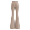 thumbnail image 5 of RUTAYY Women's Flare Pants Elastic High Waist Stretch Knit Slim Fit Versatile Casual Trousers, Khaki, 5 of 5