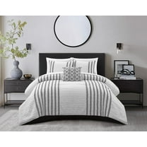 Chic Home Samira 4-Piece Jacquard Cotton Comforter Set, Queen, Gray