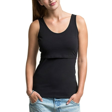 

wrea Sleeveless Solid Round Neck Summer Breastfeeding Nursing Top Shirt Maternity
