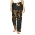thumbnail image 2 of Picia HAPPY NEW YEAR 2024 Womens Soft Woven Cotton Elastic Waistband Sleep Pajama Pant Lounge Sleep Pant With Pockets And Drawstring-Small, 2 of 9