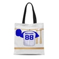 thumbnail image 1 of KDAGR Canvas Tote Bag Ball Personalized Blue and Baseball Jersey Player Team Softball Reusable Handbag Shoulder Grocery Shopping Bags, 1 of 1