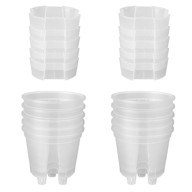 6 Inch Transparent Plastic Garden Pots Self Watering , 10 Pack Plastic Nursery Plant Pots with Deep Reservior
