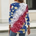 thumbnail image 4 of 4th of July Womens Shirts 3/4 Sleeve Tshirts Loose USA Flag Print Tops Independence Day Patriotic Pullover USA 250th Anniversary Celebration Party V Neck Blouses Deep Red 3XL, 4 of 5