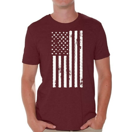 Awkward Styles Big White American Flag Men Shirt USA Pride 4th of July Men T shirt 4th of July Party USA Tshirt for Men Patriotic Gifts 4th of July Men T-shirt Stripes and