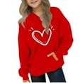 thumbnail image 2 of Bnwani Kids Hoodie Sweatshirt Long Sleeve Fleece Casual Oversized Cute Solid Pocket Red Size 3-4t, 2 of 4
