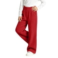 thumbnail image 5 of BXJX Girls Corduroy Pants, Straight Leg School Elastic Waist Outdoor Kids Casual Pants Red Size 5-6 T, 5 of 7