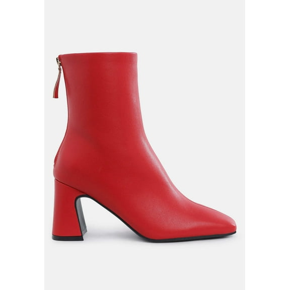 Neapolitan Faux Leather Square Toe Ankle Boots