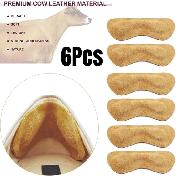 Heel Pads, 3 Pairs Premium Leather Heel Cushion Inserts, Self-Adhesive Heel Grips Liner for Women Men, Heel Protectors Prevent Too Big Shoe from Heel Slipping, Rubbing, Blisters for All Ages