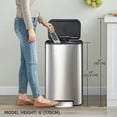 thumbnail image 4 of Rectangular Stainless Steel Trash Can - 30L/8 Gallon, Soft Close Lid, Step-On Pedal, Removable Inner Bucket, Kitchen, Bathroom, Office - Silver, 36.5×29.3×60.9cm, 4 of 5