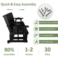 thumbnail image 4 of Fortune Candy Outdoor Wood Glider with High Roll Back and Cup Holders, Heavy Duty 800 lbs, Black, 4 of 8