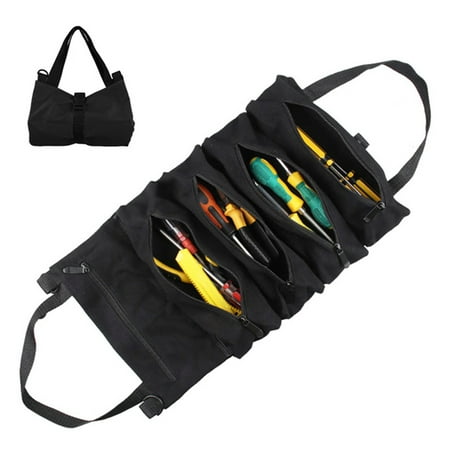 

Mass Tool Rolls Multipurpose Tool Bags Key Rolls Zipper Transport Bags(Black)