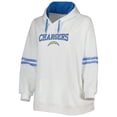 thumbnail image 2 of Women's Justin Herbert White/Powder Blue Los Angeles Chargers Plus Size Name & Number Pullover Hoodie, 2 of 3