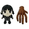Wednesday Addams Doll Plush, Wednesday Addams Merchandise, Wednesday Addams Family Doll Figure Toy （Wednesday and hand）