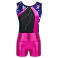 thumbnail image 5 of Alvivi Gymnastics Leotards for Girls Kids Sleeveless Printed Biketard with Shorts Athletic Trackusit Rose 6, 5 of 6
