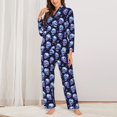 thumbnail image 2 of KLL crystal Skull Print Women's Long Sleeve Pajamas with Pants Sleepwear Loungewear 2 Set-XX-Large, 2 of 7