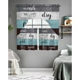 thumbnail image 5 of Teal Gray Brown Kitchen Curtains Swag Valance and Tier Curtains Set 36 Inch Length, Vintage Art Wooden Retro Rod Pocket Drape Panels Pair Swag Curtains for Bathroom/Cafe/Window, 5 of 6