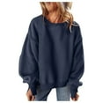 thumbnail image 4 of Ediodpoh Womens Casual Crew Neck Splicing Design Loose Hoodless Pullover Top Womens Sweatshirts Navy L, 4 of 9