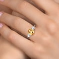 thumbnail image 4 of Gem Stone King 925 Silver and 10K Yellow Gold Yellow Citrine and White Zirconia Engagement Ring for Women | 2.43 Cttw | Oval Checkerboard 9X7MM | Gemstone November Birthstone | Size 7, 4 of 6
