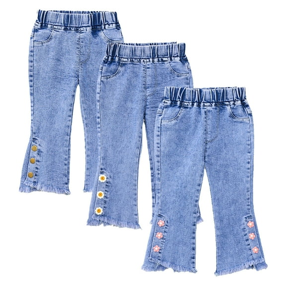 Esaierr Baby Girls Denim Bell Bottom Jeans Vintage 1-6 Years Toddler Kid Flare Pants Jeans Little Bottoms Leggings Pants