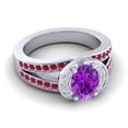 thumbnail image 3 of 2.35 Carat Oval Cut Amethyst & Red Ruby Gemstone Elegant Bridal Ring for Ladies Solid 14K White Gold Size 7.5 by Diamond-Capitals, 3 of 8