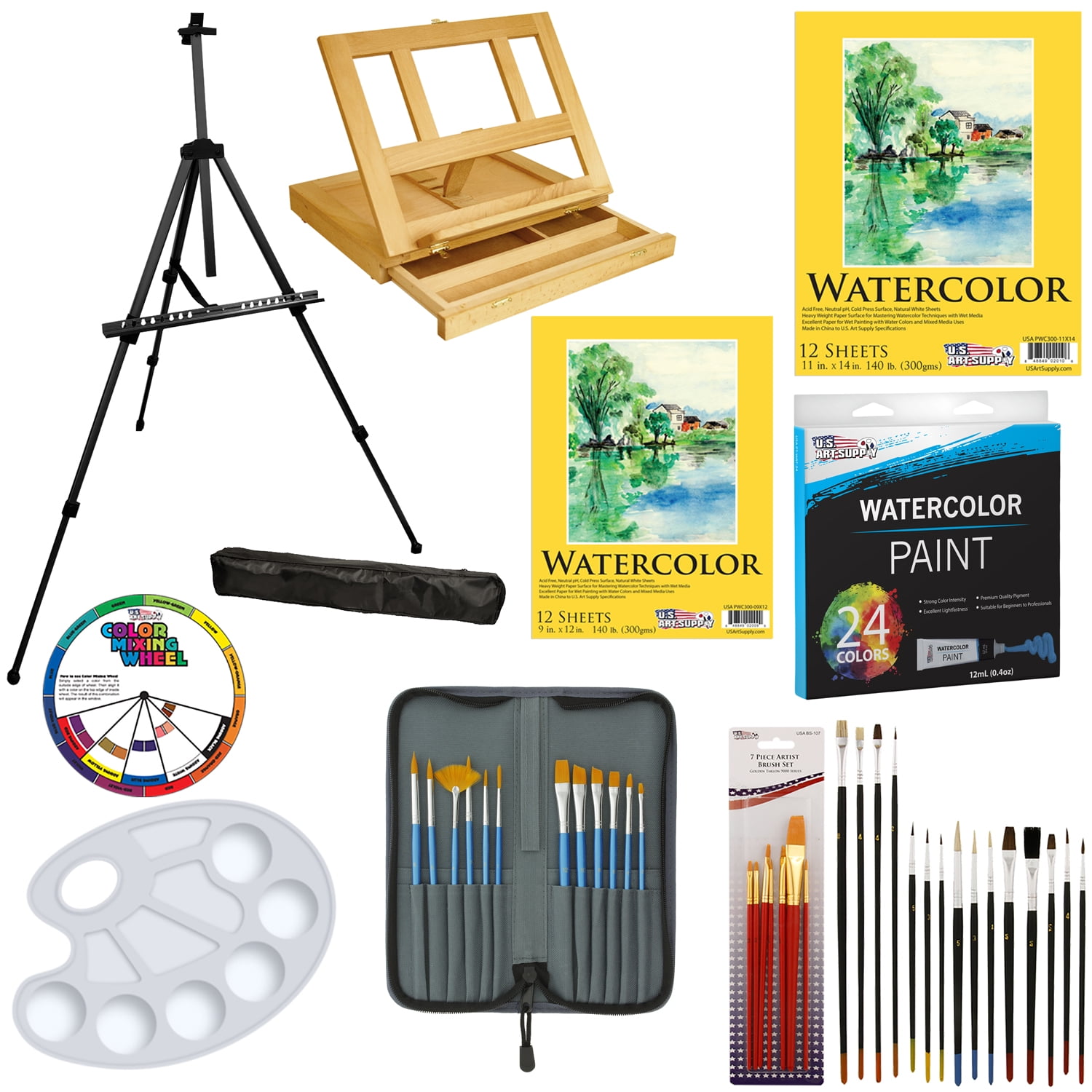 69pc Deluxe Watercolor Paint Set with Table & Field Easel ...