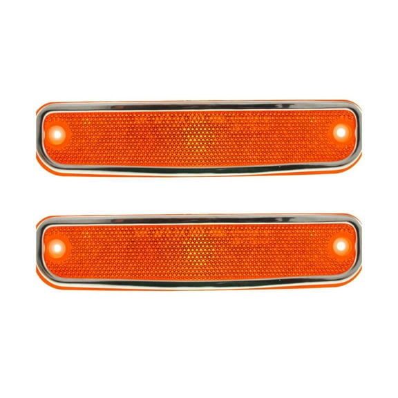 KarParts360 For Chevy K5 Blazer 1978 1979 1980 Side Marker Lights Driver and Passenger Side | Pair | Plastic | Amber Lens | With Chrome Trim | Replacement For GM2550108 | 6270434