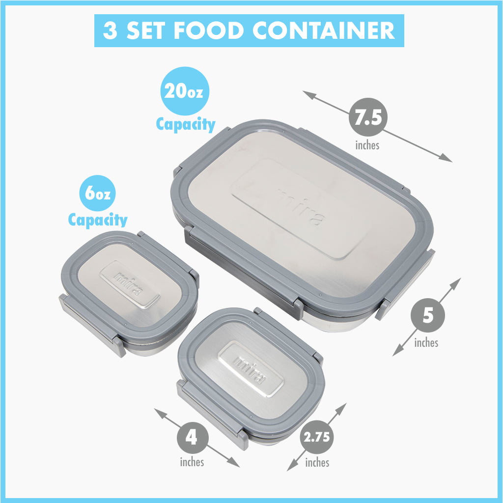 Set of 3 Lunch Box Food Containers – MIRA Brands