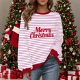 thumbnail image 3 of Uootdi Christmas Long Sleeve Sweatshirts For Women Oversized Embroidered Striped Merry Christmas Letter Gift Printed Pullove r Ugly Xmas Sweater Tops, 3 of 9