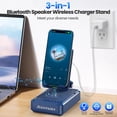 thumbnail image 2 of Gifts for Men Women - Bluetooth Speaker with Cell Phone Stand and Wireless Charger,Wireless Charging Stand Phone Holder for Desk Birthday Gift Idea for Dad Mom (Blue), 2 of 4