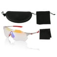 thumbnail image 1 of Gafas de montar para motocicleta Unique Bargains 1 juego de lentes de PC TPU gafas de sol de ciclismo lente azul claro marco blanco rojo, 1 of 6