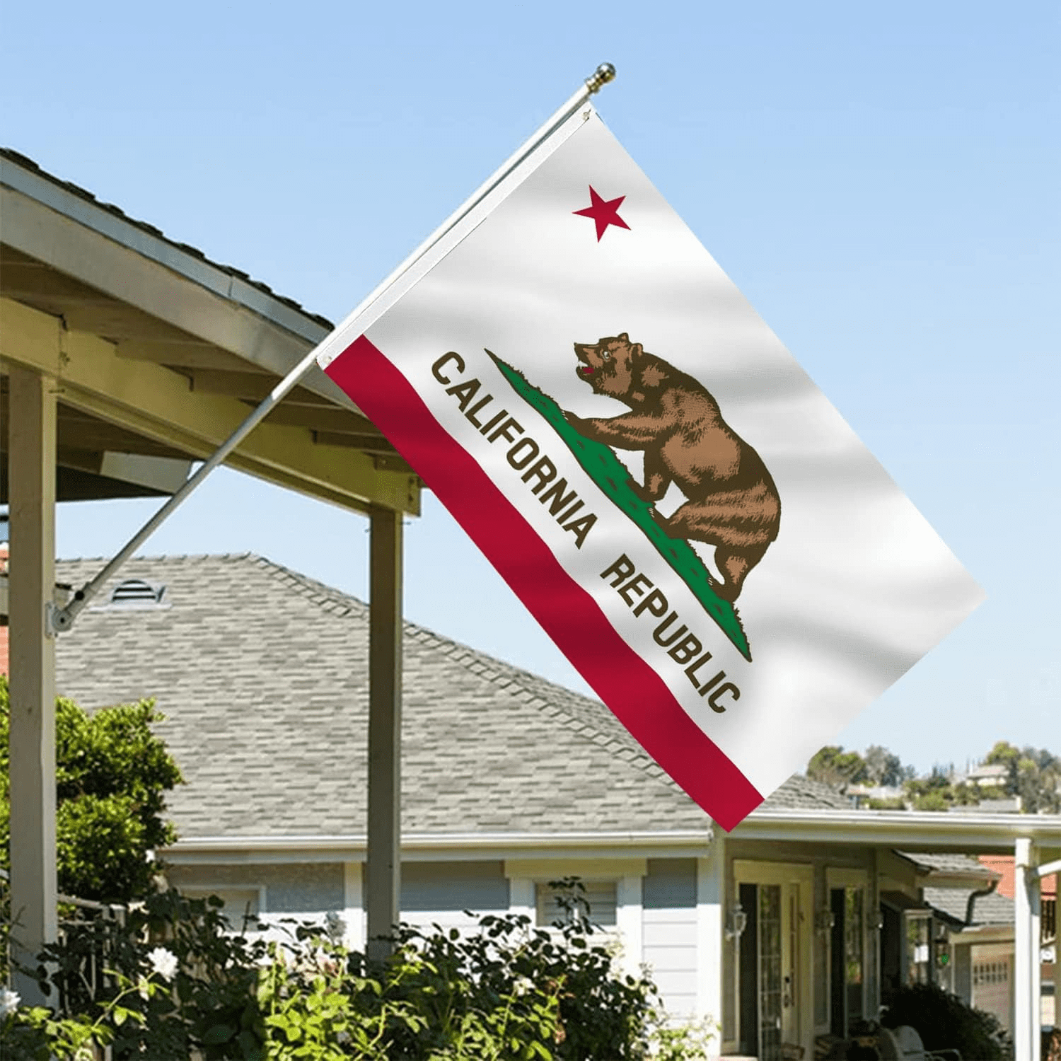 California Republic State Flag 3x2 Outdoor Double Sided California Bear Flags CA State Flag State of California Flags Polyester with 2 Brass Grommets Decor for Indoor Outside Wall Room
