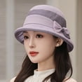 thumbnail image 2 of HJYCHN Elegant Women's Wide Brim Sun Hat for Wedding Tea Party Summer Outdoor Occasions Light Purple M, 2 of 4