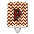 thumbnail image 1 of Carolines Treasures CJ1061-PCNL Letter P Chevron Maroon & Gold Ceramic Night Light, 1 of 1