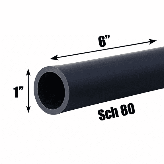 1 Inch Schedule 80 PVC Pipe - Cut to Custom Length (6")