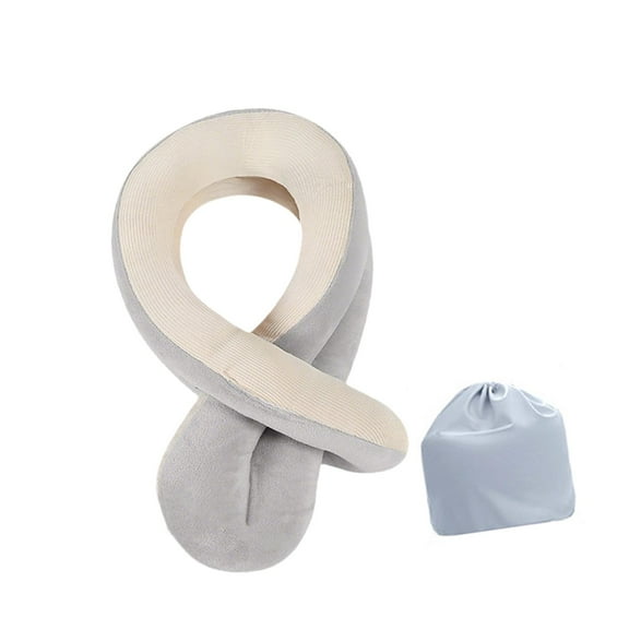 Wzmzjy Travel Neck Pillow Compact Head Rest for Car Train Office Flight Long Flight Gray Beige