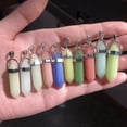 thumbnail image 2 of Colgante de joyería con forma de columna hexagonal de piedra luminosa de color resaltado, collar de bala con columna de doble punta de fluorita luminosa, 2 of 6