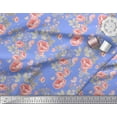 thumbnail image 3 of Soimoi Blue Poly Georgette Fabric Leaves,Insect & Floral Artistic Print Sewing Fabric BTY 42 Inch Wide, 3 of 3