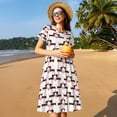 thumbnail image 4 of Fotbe Dachshund And Hearts Pattern Dress Casual Womens Fashion Short Sleeve Maxi Dress T Shirt Dress Striped Long Color Block Maxi Dress, 4 of 6