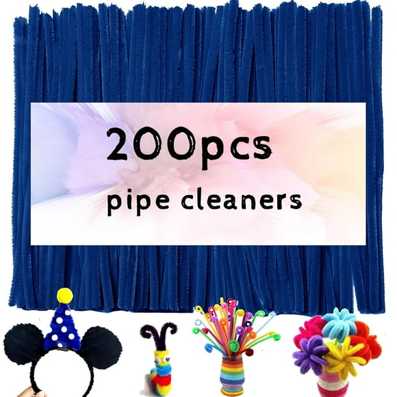 TEMOGU-Dark Blue Pipe Cleaners for Crafts,200PCS Chenille Stems,Craft Supplies,Thick Chenille Stems Fuzzy Wire Sticks Holiday Decorations and Christmas