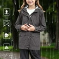 thumbnail image 4 of YunPes Long Rain Jacket for Girls Hooded Button Down Full Zip Windproof Warm Length Jacket with Quilted Jacket for Girls, 4 of 8